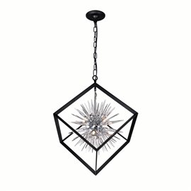 CWI Starburst 6 Light Chandelier With Chrome & Black Finish