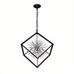 CWI Starburst 6 Light Chandelier With Chrome & Black Finish