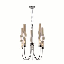 CWI Meduse 5 Light Chandelier With Polished Nickel Finish