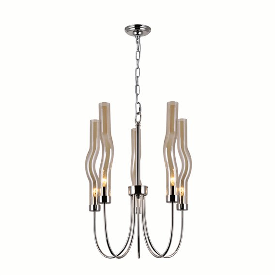 CWI Meduse 5 Light Chandelier With Polished Nickel Finish