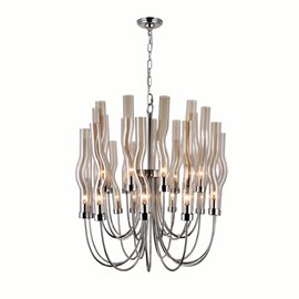 CWI Meduse 22 Light Chandelier With Polished Nickel Finish