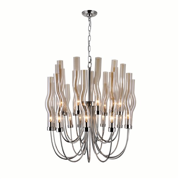 CWI Meduse 22 Light Chandelier With Polished Nickel Finish