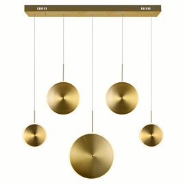 CWI Ovni LED Island/Pool Table Chandelier With Brass Finish