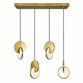 CWI Tranche LED Island/Pool Table Chandelier With Brushed Brass Finish