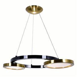 CWI Deux Lunes LED Chandelier With Brass & Pearl Black Finish