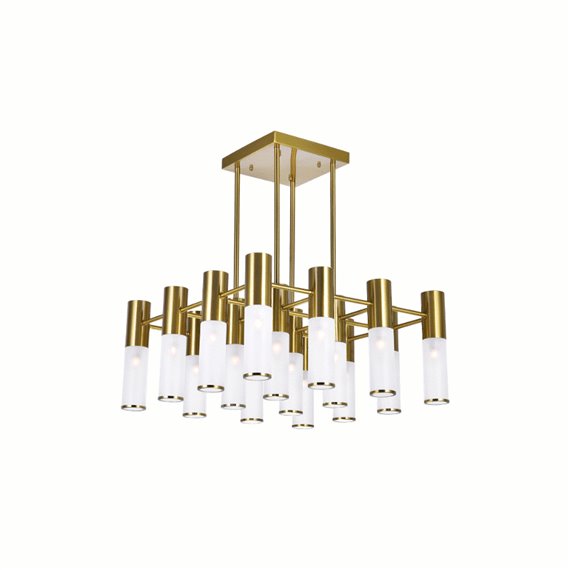 CWI Pipes 16 Light Chandelier With Brass Finish