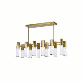 CWI Pipes 12 Light Island/Pool Table Chandelier With Brass Finish