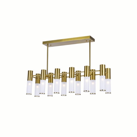 CWI Pipes 12 Light Island/Pool Table Chandelier With Brass Finish