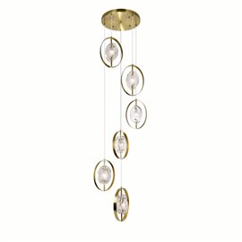 CWI Iris 6 Light Pendant With Brass Finish