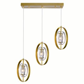 CWI Iris 3 Light Island/Pool Table Chandelier With Brass Finish