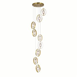 CWI Iris 9 Light Pendant With Brass Finish