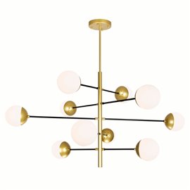 CWI Compass 10 Light Chandelier With Medallion Gold Finish