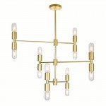 CWI Hand Crank 12 Light Chandelier With Medallion Gold Finish