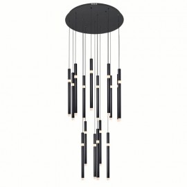 CWI Flute 16 Light LED Chandelier With Black Finish