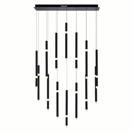 CWI Flute 14 Light LED Chandelier With Black Finish