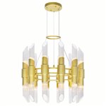 CWI Croissant 24 Light Chandelier With Satin Gold Finish