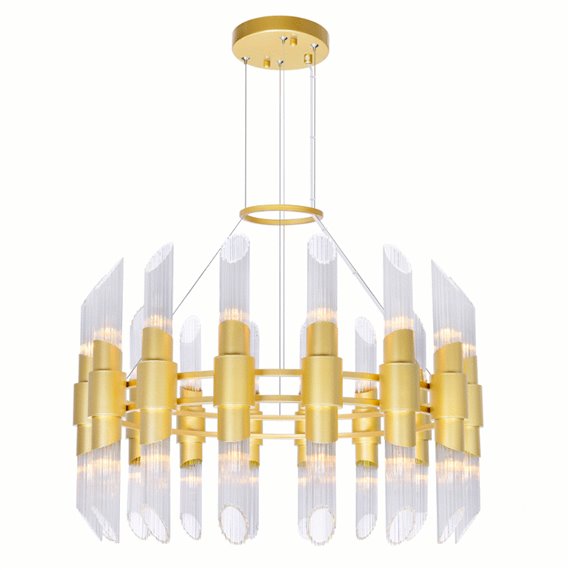 CWI Croissant 32 Light Chandelier With Satin Gold Finish