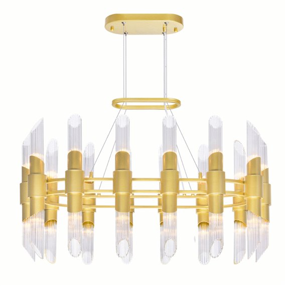 CWI Croissant 28 Light Chandelier With Satin Gold Finish