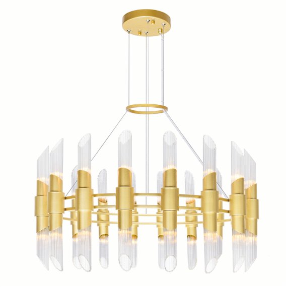 CWI Croissant 36 Light Chandelier With Satin Gold Finish