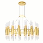 CWI Croissant 36 Light Chandelier With Satin Gold Finish