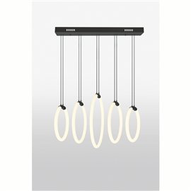 CWI Hoops 5 Light LED Chandelier With Black Finish