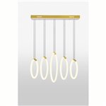 CWI Hoops 5 Light LED Chandelier With Satin Gold Finish