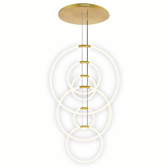 CWI Hoops 6 Light LED Chandelier With Satin Gold Finish