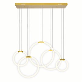 CWI Hoops 5 Light LED Chandelier With Satin Gold Finish