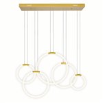 CWI Hoops 5 Light LED Chandelier With Satin Gold Finish