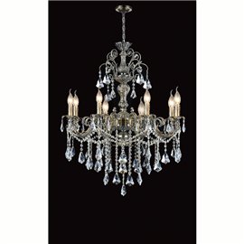 CWI Brass 8 Light Up Chandelier With Antique Brass Finish