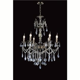 CWI Brass 6 Light Up Chandelier With Antique Brass Finish