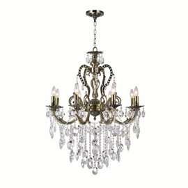 CWI Brass 8 Light Up Chandelier With Antique Brass Finish