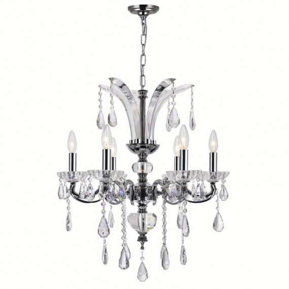 CWI Glorious 6 Light Up Chandelier With Chrome Finish