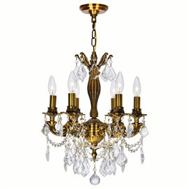 CWI Brass 6 Light Up Chandelier With French Gold Finish