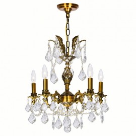 CWI Brass 5 Light Up Chandelier With French Gold Finish