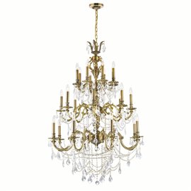 CWI Brass 24 Light Up Chandelier With French Gold Finish