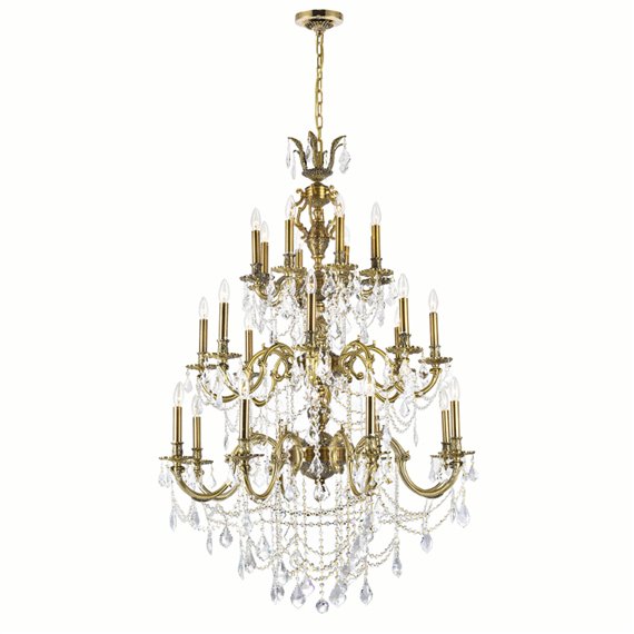 CWI Brass 24 Light Up Chandelier With French Gold Finish