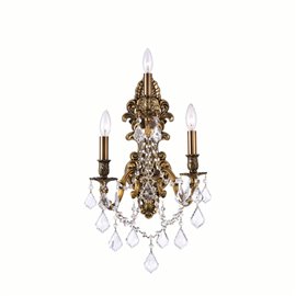 CWI Brass 3 Light Wall Sconce With French Gold Finish