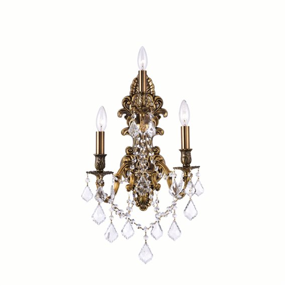 CWI Brass 3 Light Wall Sconce With French Gold Finish