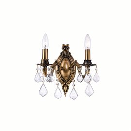 CWI Brass 2 Light Wall Sconce With French Gold Finish