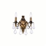 CWI Brass 2 Light Wall Sconce With French Gold Finish