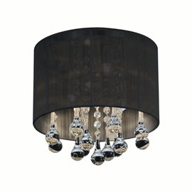 CWI Water Drop 4 Light Drum Shade Flush Mount With Chrome Finish