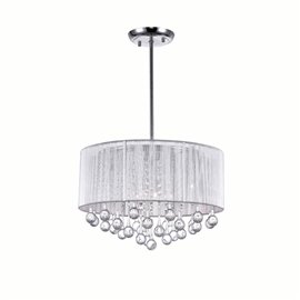 CWI Water Drop 6 Light Drum Shade Chandelier With Chrome Finish