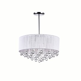 CWI Water Drop 9 Light Drum Shade Chandelier With Chrome Finish