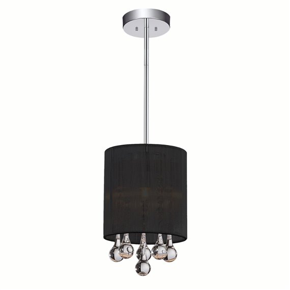 CWI Water Drop 1 Light Drum Shade Mini Pendant With Chrome Finish