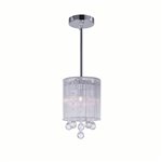 CWI Water Drop 1 Light Drum Shade Mini Pendant With Chrome Finish