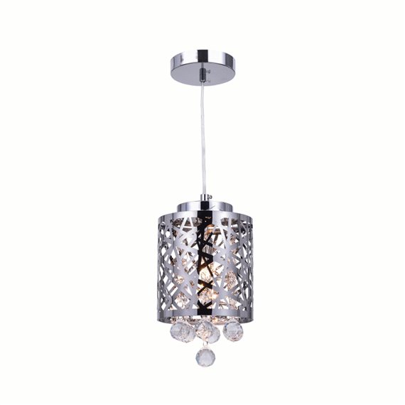 CWI Eternity 1 Light Drum Shade Mini Pendant With Chrome Finish