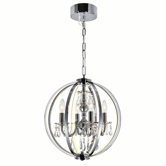 CWI Abia 4 Light Up Chandelier With Chrome Finish