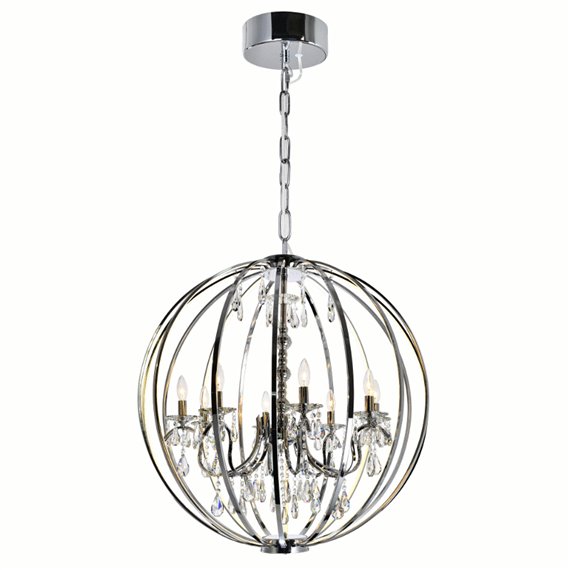 CWI Abia 8 Light Up Chandelier With Chrome Finish