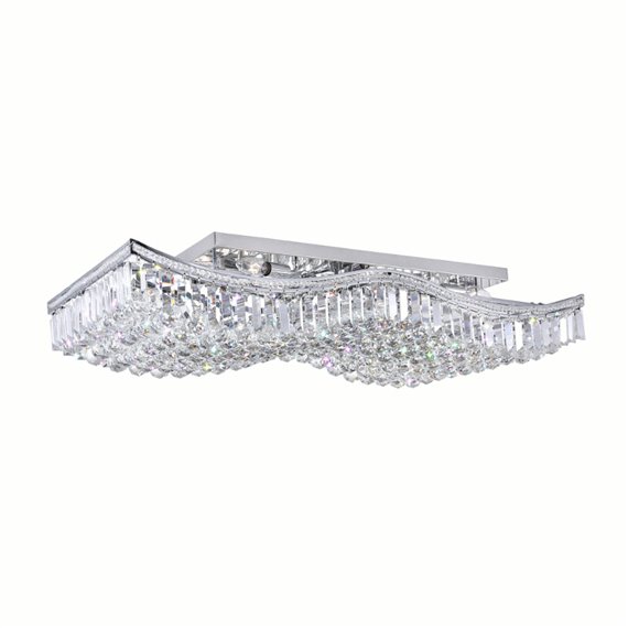 CWI Ripple 18 Light Flush Mount With Chrome Finish